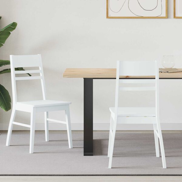 vidaXL Esszimmerst&uuml;hle 2 pcs Wei&szlig; 43 x 54 x 89 cm Massives Gummiholz