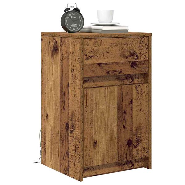 vidaXL LED Nachttisch 2 pcs Altholz 38 x 34 x 61 cm Holzwerkstoff