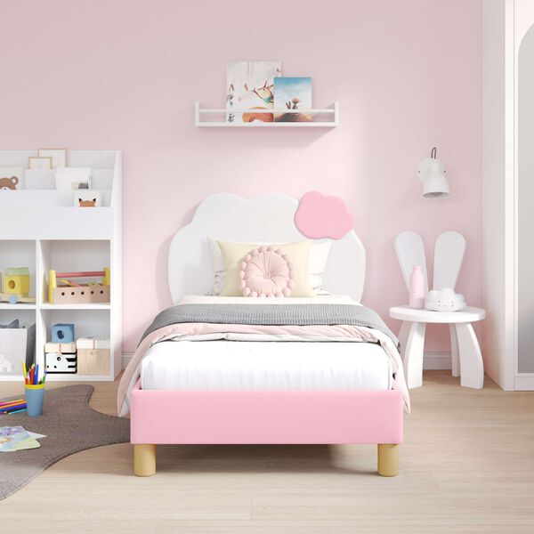 vidaXL Kinderbettgestell mit Kopfteil mit Kopfteil Rosa 80 x 160 cm PU