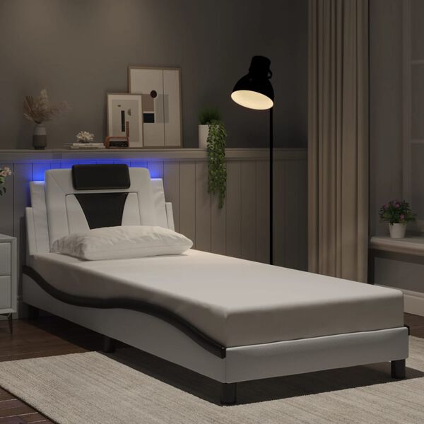 vidaXL Bettgestell "Viana" mit LED ohne Matratze Wei&szlig; und Schwarz 90x190 cm