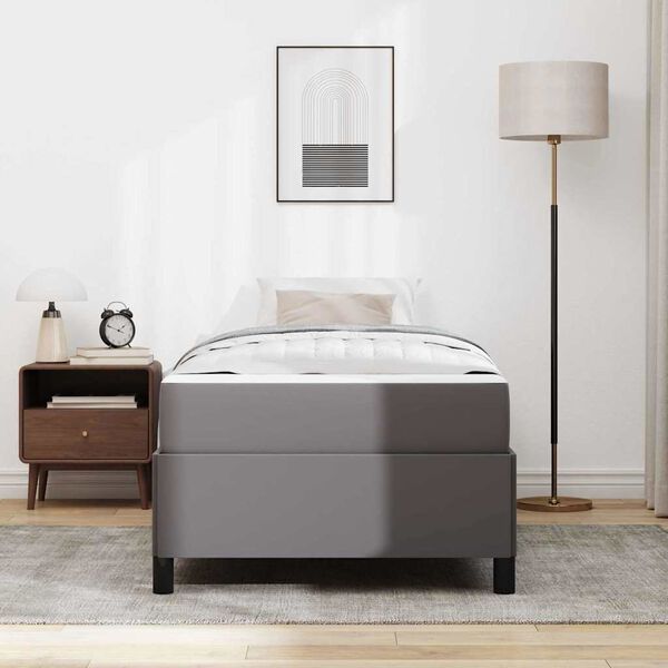 vidaXL Bettrahmen mit Matratze Grau 100 x 200 cm Stoff