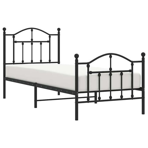 vidaXL Bettgestell mit Kopf- und Fu&szlig;teil Metall Schwarz 90x190 cm