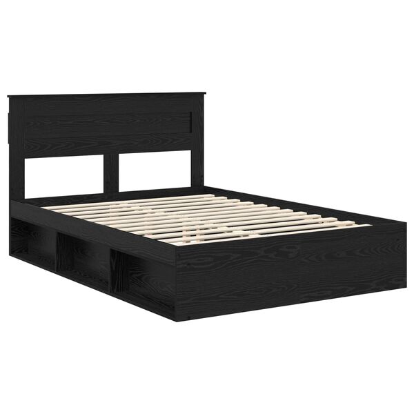 vidaXL Bettrahmen Schwarz 160 x 200 cm Massives Kiefernholz