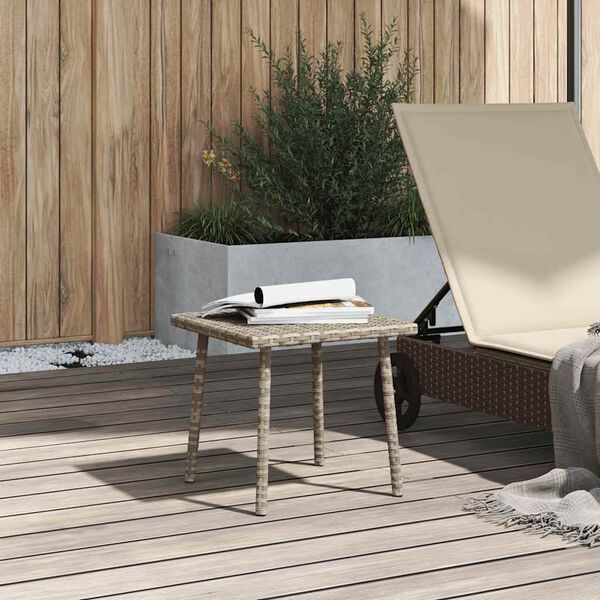 vidaXL Garten-Couchtisch Rechteckig Hellgrau 40x40x37 cm Poly Rattan