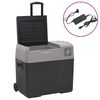 vidaXL K&uuml;hlbox mit Rollen und Adapter Schwarz & Grau 30 L Polypropylen