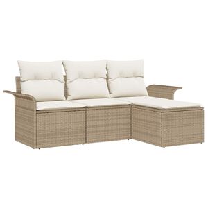 vidaXL Sofa Set 4 stk. 4-Sitzanzahl Beige Poly-Rattan