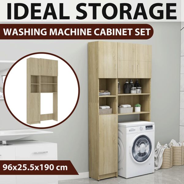 vidaXL Waschmaschinenschrank-Set Sonoma-Eiche Holzwerkstoff