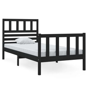 vidaXL Massivholzbett Schwarz 75x190 cm