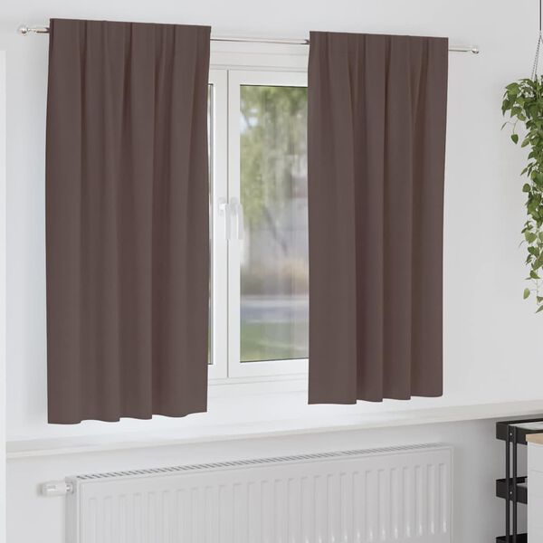 vidaXL Verdunkelungs-Vorh&auml;nge mit Ringen 2 pcs Dunkelbraun