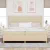 vidaXL LED Boxspringbett mit Matratze Creme 200 x 200 cm Stoff