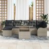 vidaXL Garten-Sofa-Set mit Kissen 8 pcs Hellgrau Poly Rattan