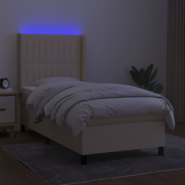 vidaXL Boxspringbett mit Matratze & LED Creme 80x200 cm Stoff