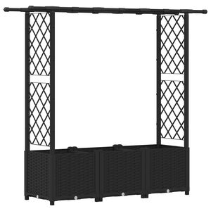 vidaXL Hochbeet mit Rankgitter und Dach Schwarz 162,5 x 40 x 136 cm PP