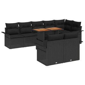 vidaXL Gartensofa-set 9 stk. Schwarz Poly-Rattan