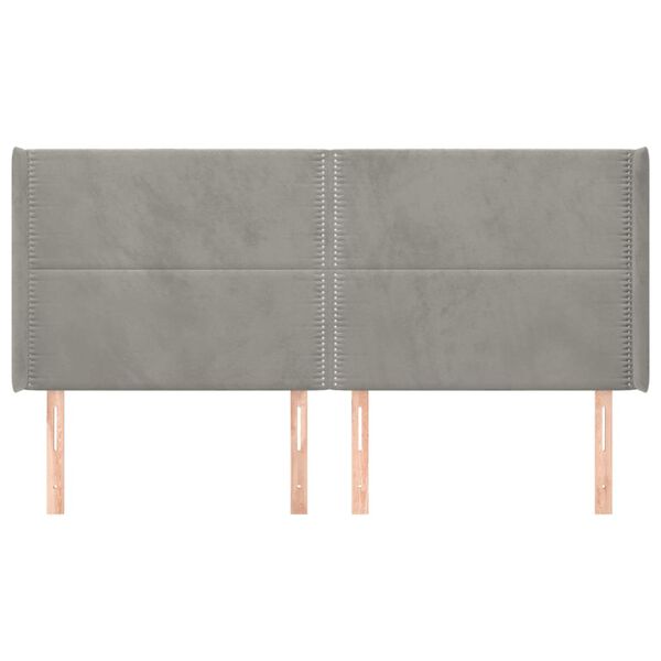 vidaXL Kopfteil mit Ohren Hellgrau 183x16x118/128 cm Samt