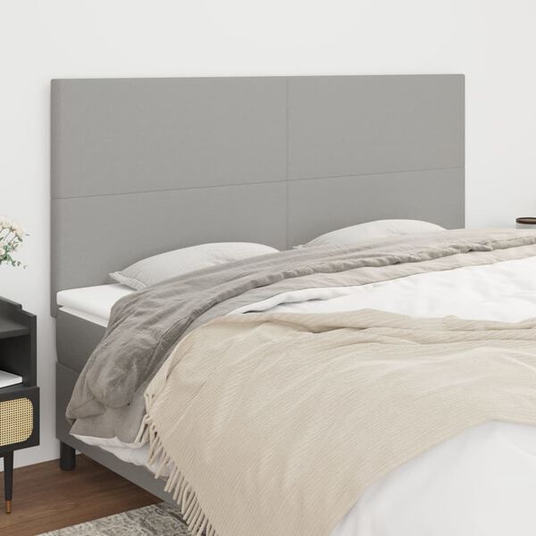 vidaXL Kopfteil Hellgrau 160 x 5 x 118/128 cm Stoff