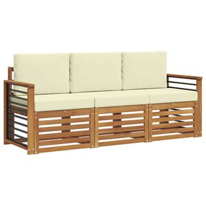 vidaXL Sofagarnituren 3 stk. Natur und Creme Massivholz Akazie