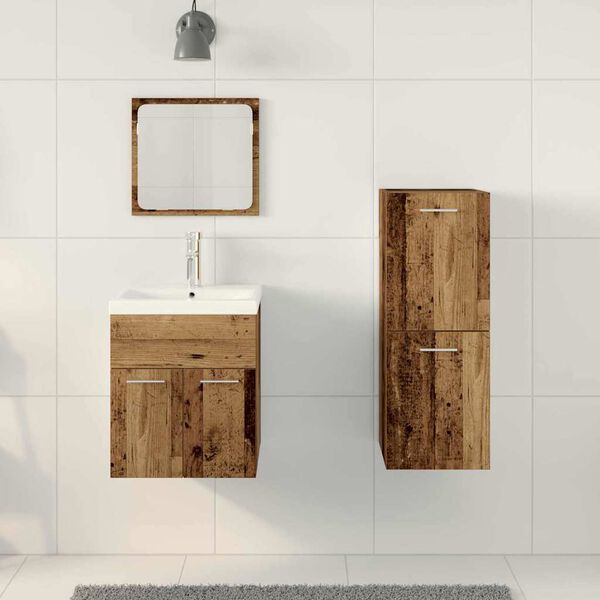 vidaXL Badezimmerm&ouml;bel-Set Wandmontiert 3 pcs Altholz Holzwerkstoff