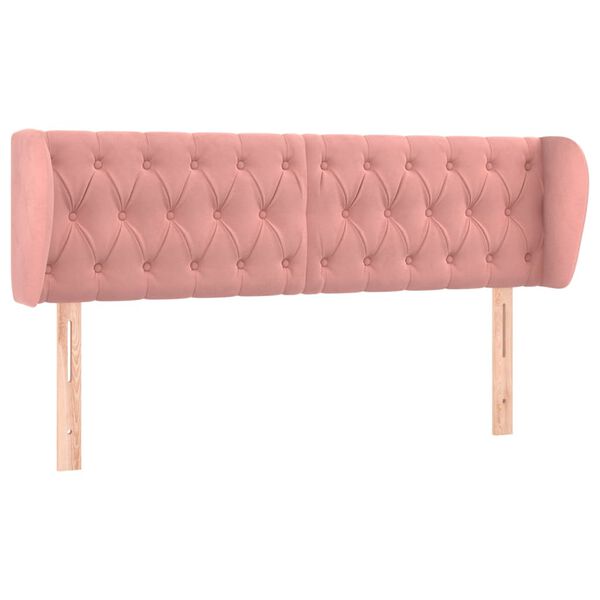 vidaXL Kopfteil mit Ohren Rosa 147x23x78/88 cm Samt