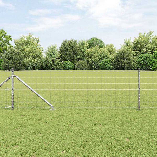 vidaXL Zaun mit Pfosten Silber 0,4 x 50 m Stahl