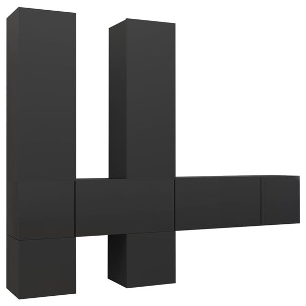 vidaXL 7-tlg. TV-Schrank-Set Grau Holzwerkstoff