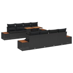 vidaXL Gartensofa-set 9 Stk. Schwarz Poly-Rattan