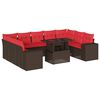 vidaXL 10-teiliges Gartensofa-Set mit Kissen, braun, Polyrattan