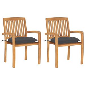 vidaXL Gartenst&uuml;hle 2 Stk. mit Anthrazit Kissen Massivholz Teak