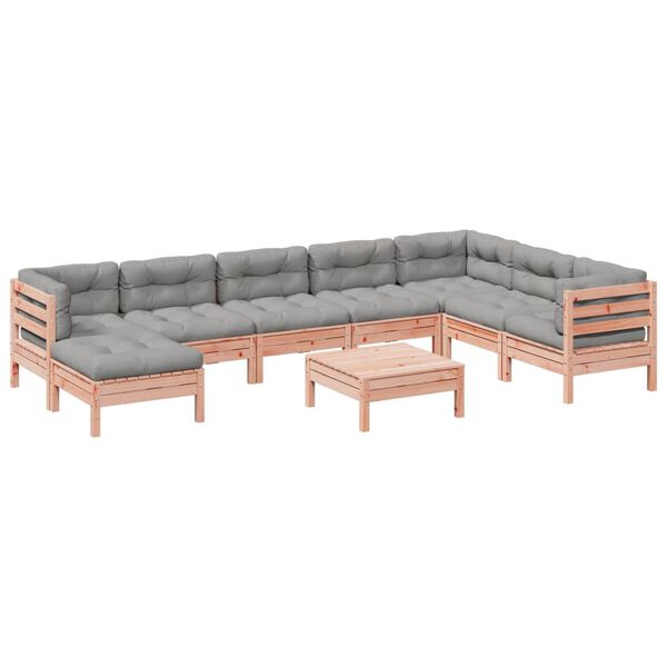 vidaXL 9-tlg. Garten-Sofagarnitur mit Kissen Massivholz Douglasie