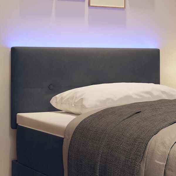 vidaXL LED Kopfteil mit LED-Lichtleisten Grau 80 cm Polyester