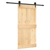 vidaXL Schiebet&uuml;r Nat&uuml;rlich und Schwarz 100 x 210 cm Massivkiefer