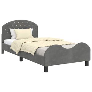vidaXL Kinderbettgestell mit Kopfteil Dunkelgrau 90 x 190 cm Samt