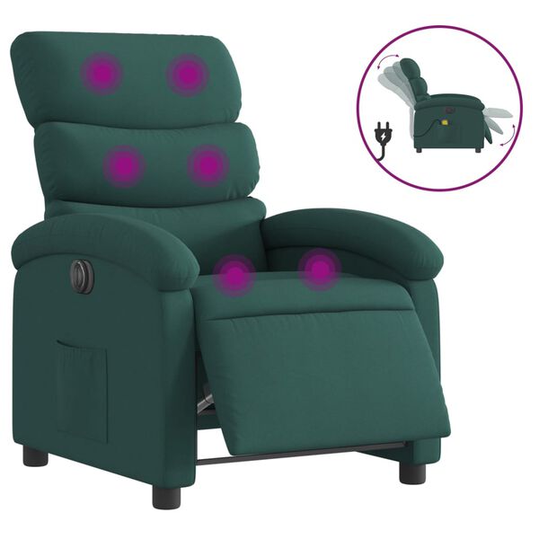 vidaXL Massagesessel Elektrisch Dunkelgr&uuml;n Stoff