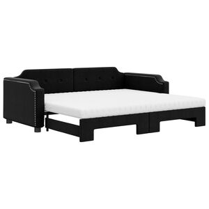 vidaXL Tagesbett Ausziehbar mit Matratzen Schwarz 80x200 cm Stoff