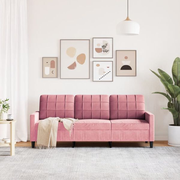 vidaXL 3-Sitzer-Sofa Rosa 180 cm Samt