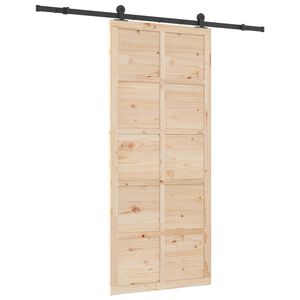 vidaXL Schiebet&uuml;r 80 x 208 cm Massives Kiefernholz Natur