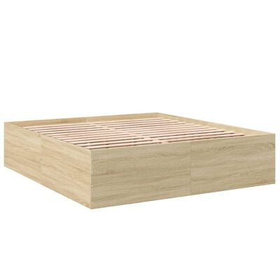 vidaXL Bettgestell Sonoma-Eiche 200x200 cm Holzwerkstoff