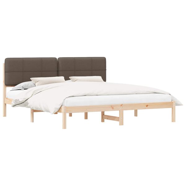 vidaXL Bettgestell mit gepolstertem Kopfteil Taupe 200 x 200 cm