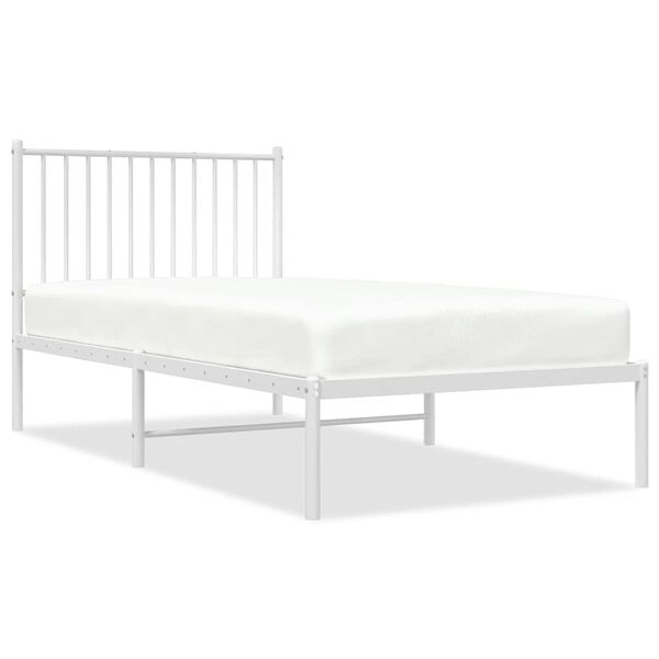 vidaXL Bettgestell mit Kopfteil Metall Wei&szlig; 90x190 cm