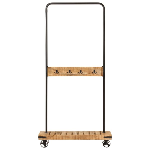 vidaXL Kleiderst&auml;nder mit Rollen 90x35x190 cm Massivholz Mango Eisen