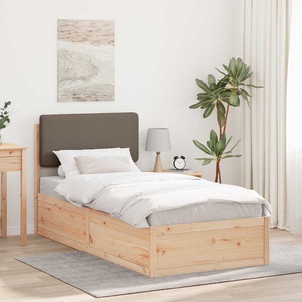 vidaXL Bettgestell mit gepolstertem Kopfteil Taupe 90 x 200 cm