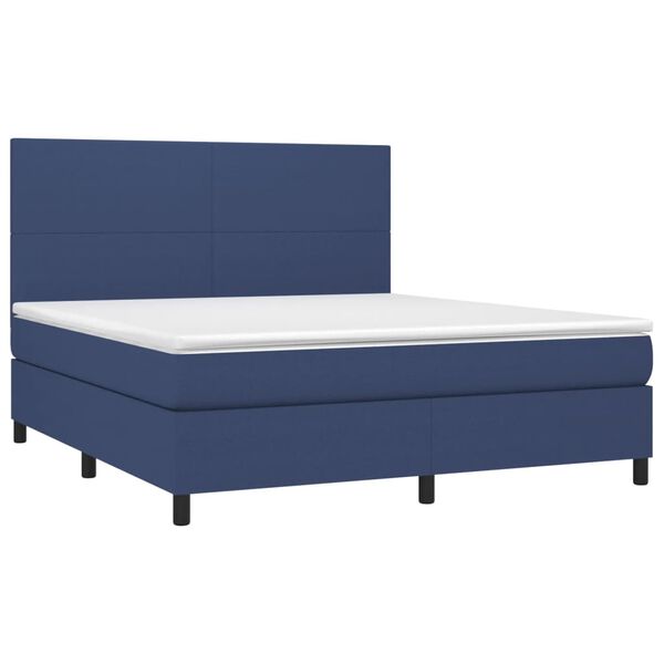 vidaXL Boxspringbett mit Matratze Blau 180x200 cm Stoff