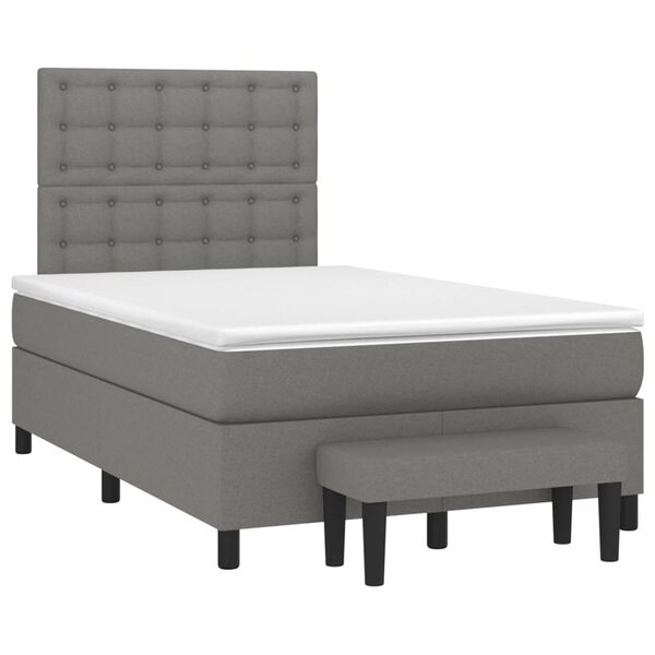 vidaXL Boxspringbett mit Matratze Dunkelgrau 120x200 cm Stoff
