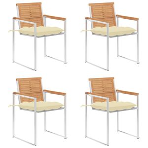 vidaXL Gartenst&uuml;hle 4 Stk. mit Kissen Massivholz Teak