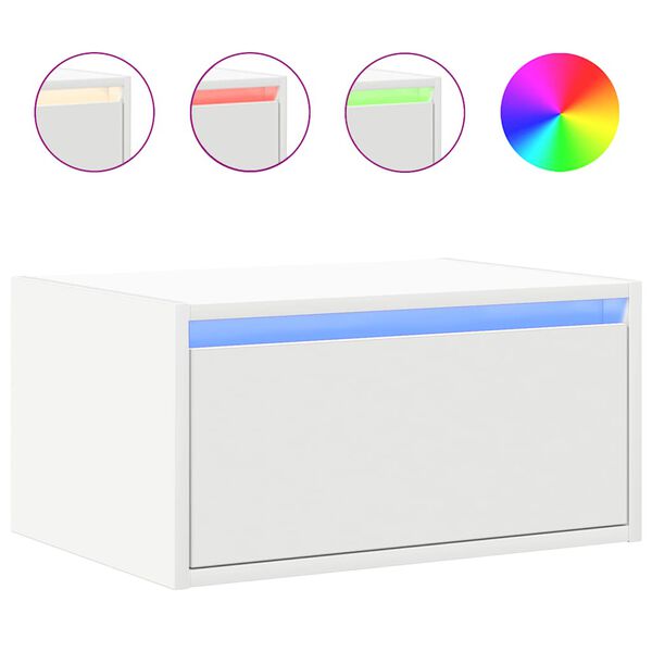 vidaXL Wand-Nachttisch mit LED-Leuchten Wei&szlig;