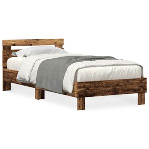 vidaXL Bettrahmen mit LED Altholz 75 x 190 cm Holzwerkstoff