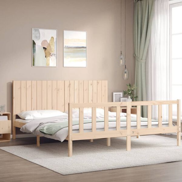 vidaXL Massivholzbett mit Kopfteil