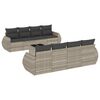vidaXL 9-tlg. Garten-Sofagarnitur mit Kissen Hellgrau Poly Rattan