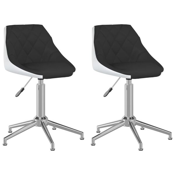 vidaXL Esszimmerst&uuml;hle 2 Stk. Drehbar Schwarz und Wei&szlig; Kunstleder