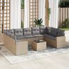 vidaXL 10-tlg. Garten-Sofagarnitur mit Kissen Beige Poly Rattan